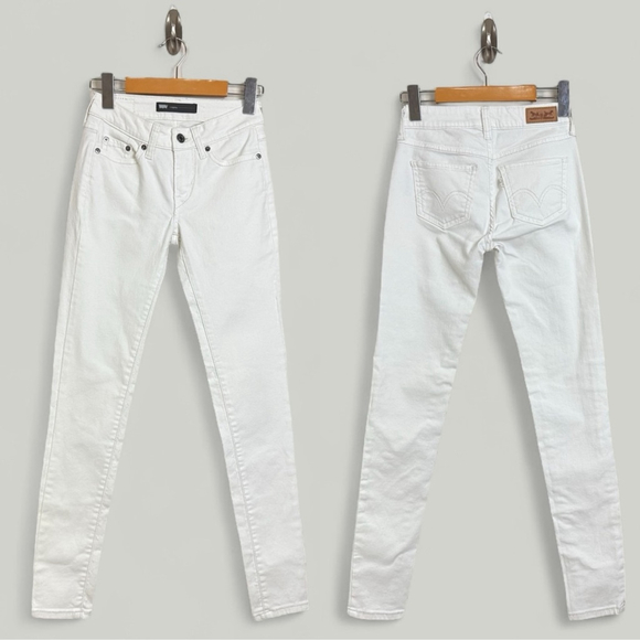 Levi's Jeans Women Size 24 White Legging Skinny Denim Highwaisted Higrise Cotton - Picture 1 of 13